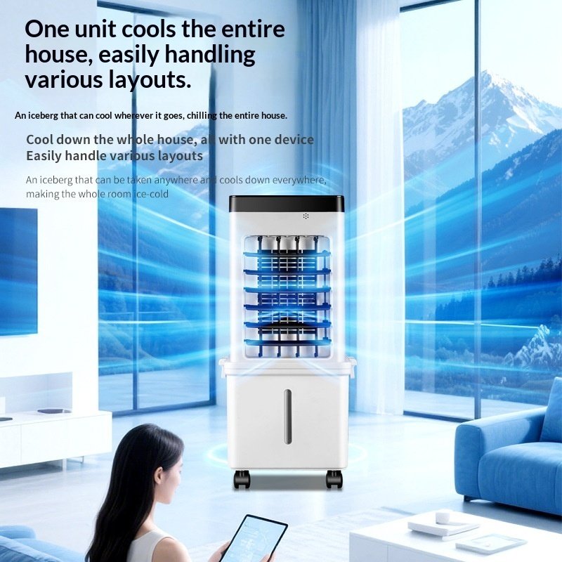 Ventilador de aire acondicionado - Ventilador de aire acondicionado portátil – Control remoto, silencioso, 3 velocidades